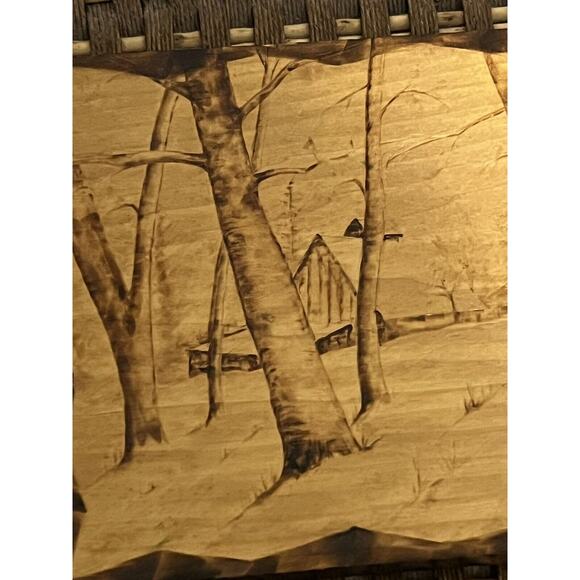 Pyrography by Don Worden 1978 Rustic Cabin in the Woods Wood Folk Art - Picture 4 of 10